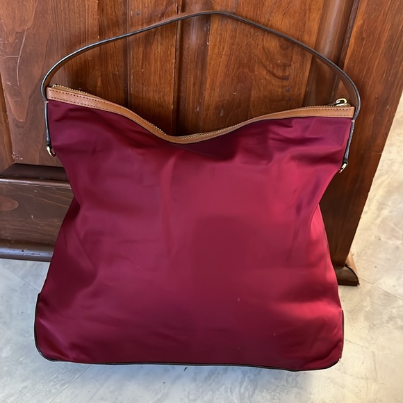 Michael Kors Kempton nylon shoulder bag burgundy nylon Brown Saffiano Leather - Picture 7 of 15